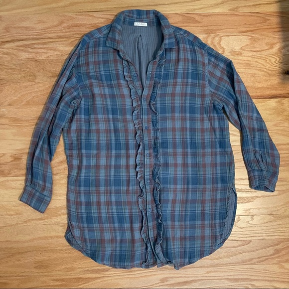 Free People Ruffle Button Up - Picture 1 of 3